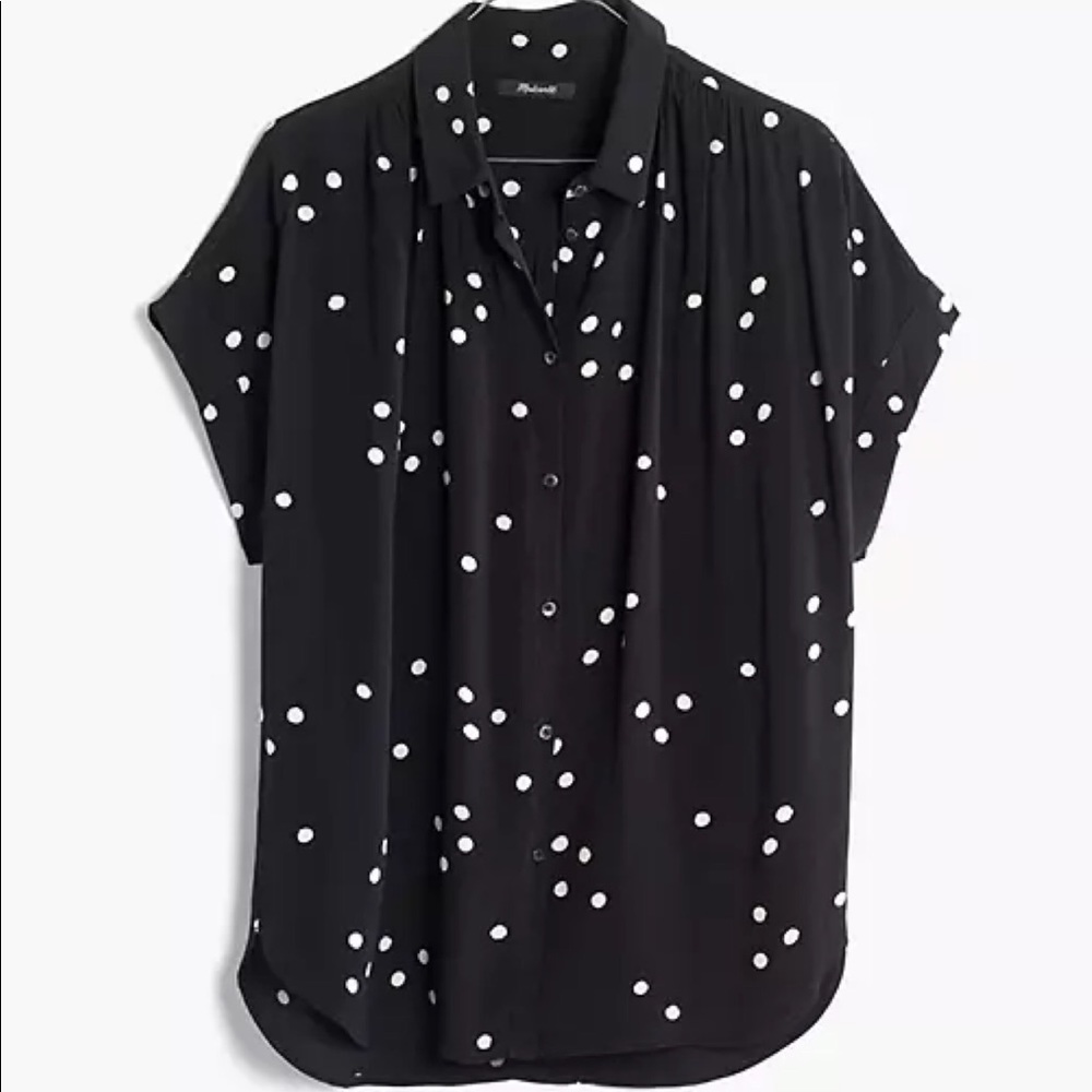 Madewell central drapey polka dot blouse